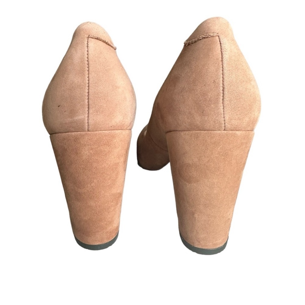 Ecco Round Toe Suede Nude Block Heeled Suede Elegant Pumps - Picture 5 of 8